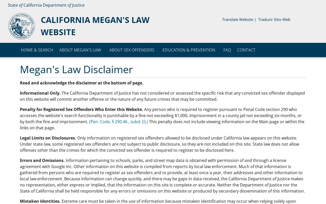 Rancho Cordova neighbors California Megan's Law official search