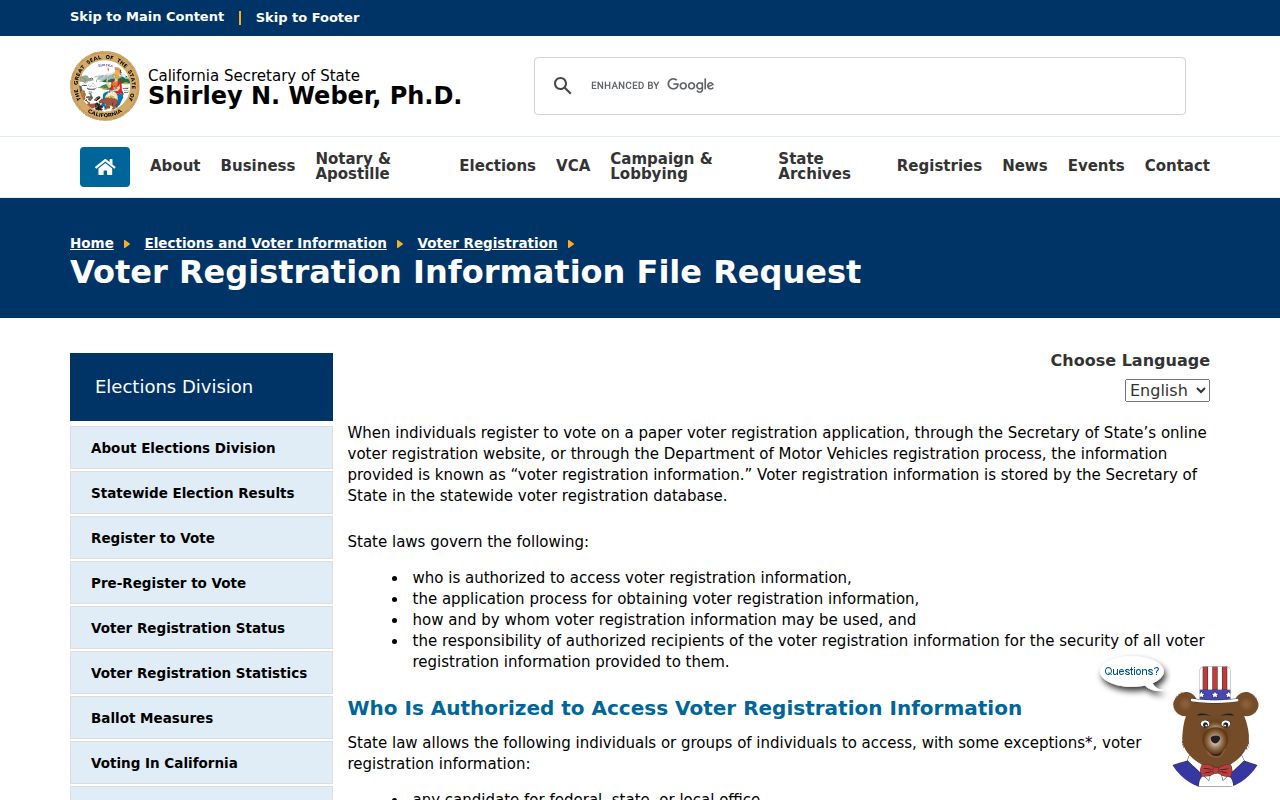 Rancho Cordova neighbors California voter file request information