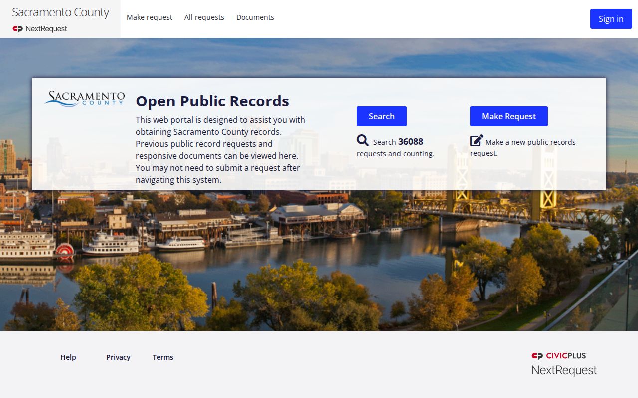 Rancho Cordova previous residents Sacramento County records request portal