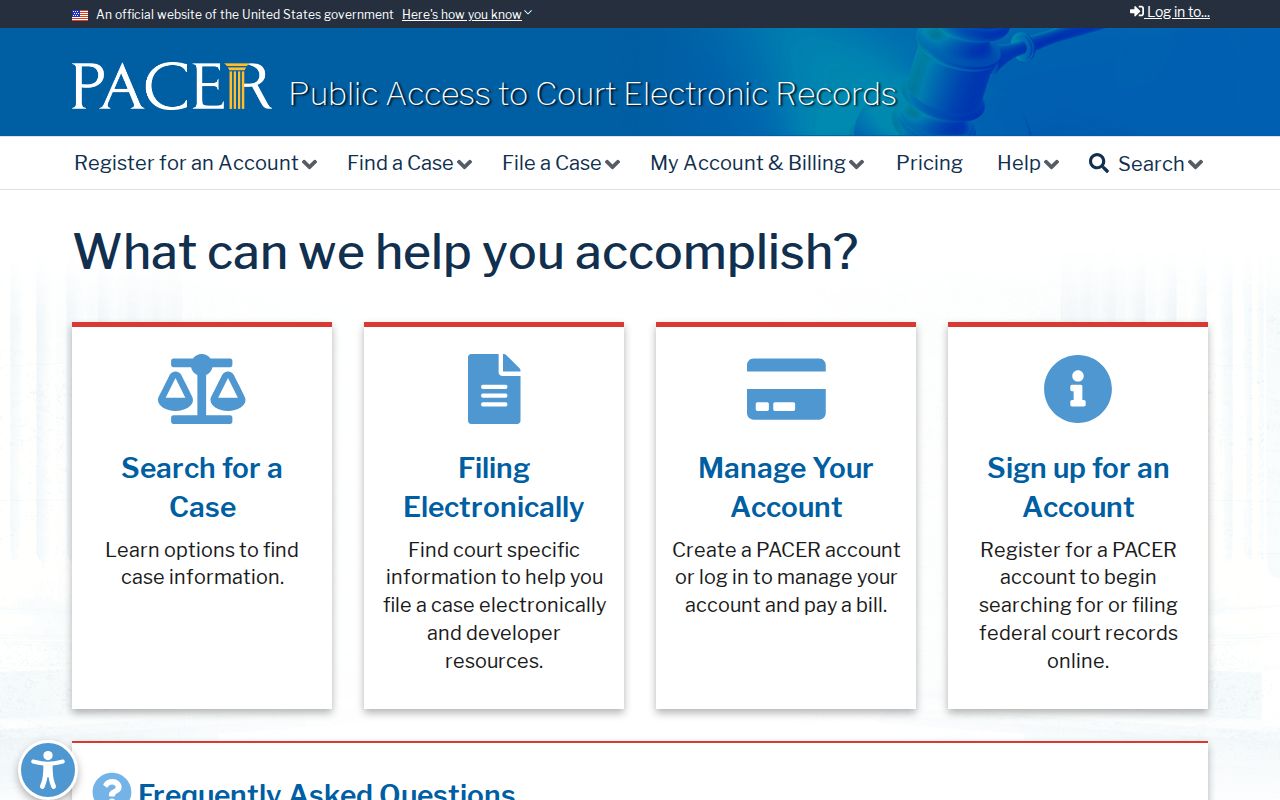 Rancho Cordova resident lookup PACER federal court records service