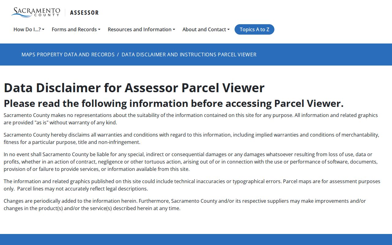Rancho Cordova street directory parcel viewer instructions
